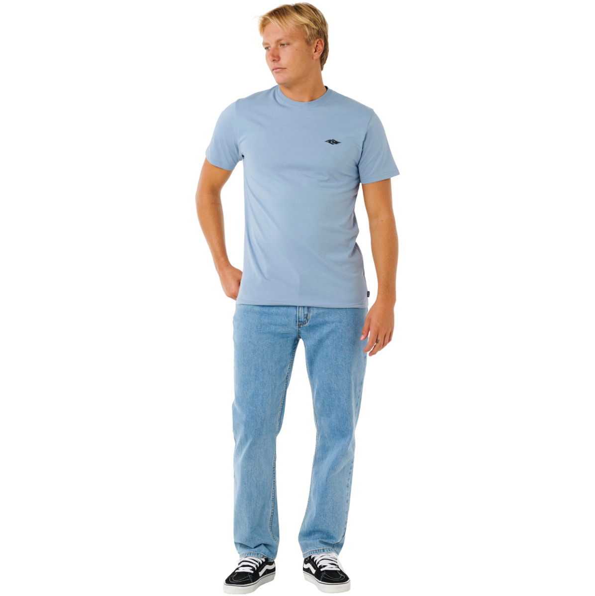 2026 Rip Curl Streamline-T-shirt Med Broderi Til Mænd 10XMTE - Faded Denim